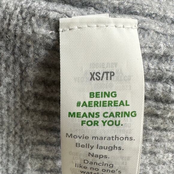 Aerie Unreal Striped Sweater Oversized Gray Green - Picture 8 of 9